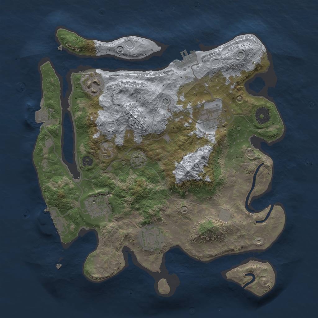 Rust Map: Procedural Map, Size: 3000, Seed: 623919636, 11 Monuments