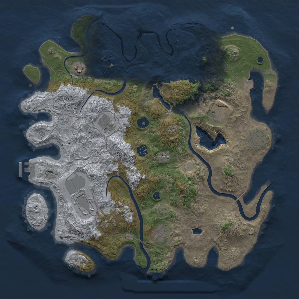 Rust Map: Procedural Map, Size: 4000, Seed: 1009440941, 14 Monuments