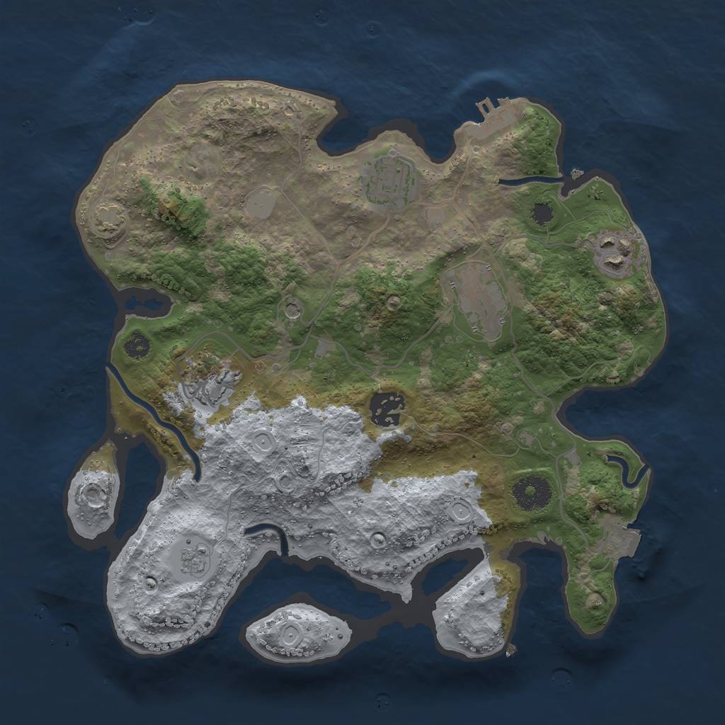 Rust Map: Procedural Map, Size: 3000, Seed: 1274888924, 12 Monuments