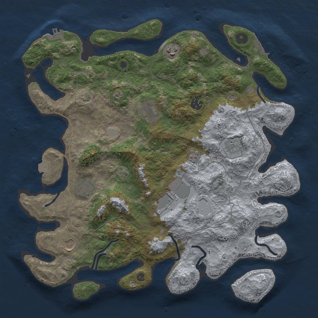 Rust Map: Procedural Map, Size: 4000, Seed: 33978991, 16 Monuments