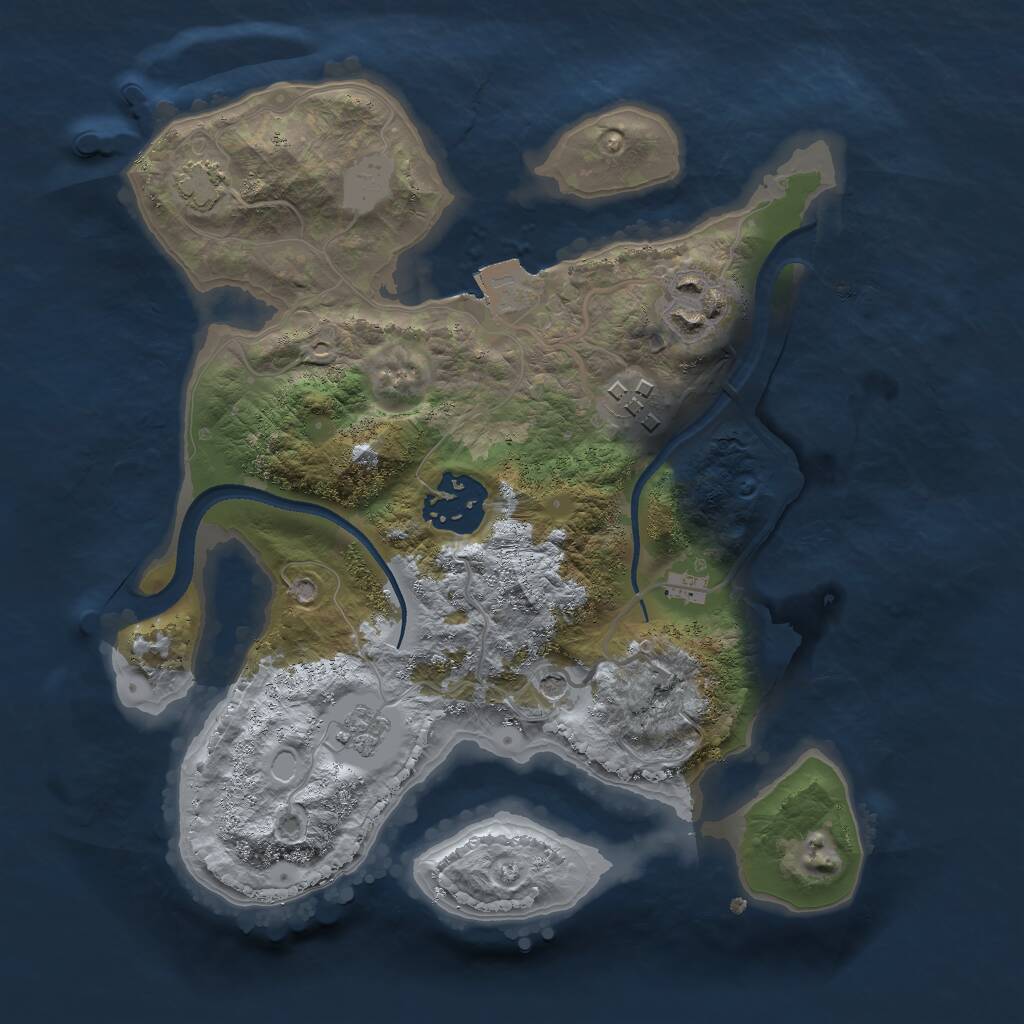 Rust Map: Procedural Map, Size: 2500, Seed: 1274888924, 7 Monuments