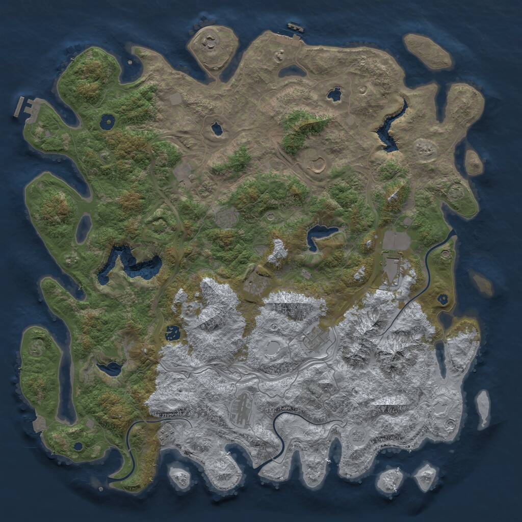 Rust Map: Procedural Map, Size: 5000, Seed: 1745098409, 16 Monuments