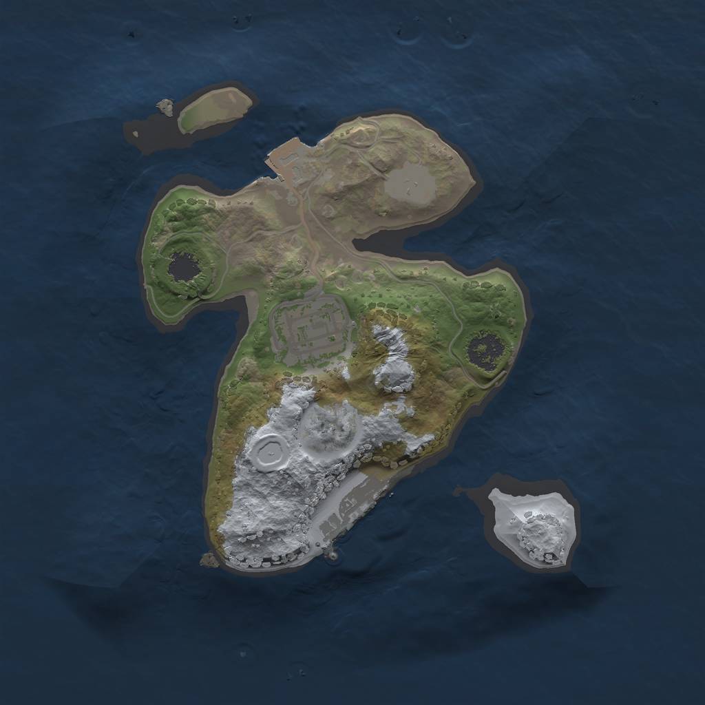 Rust Map: Procedural Map, Size: 2000, Seed: 1418045443, 5 Monuments