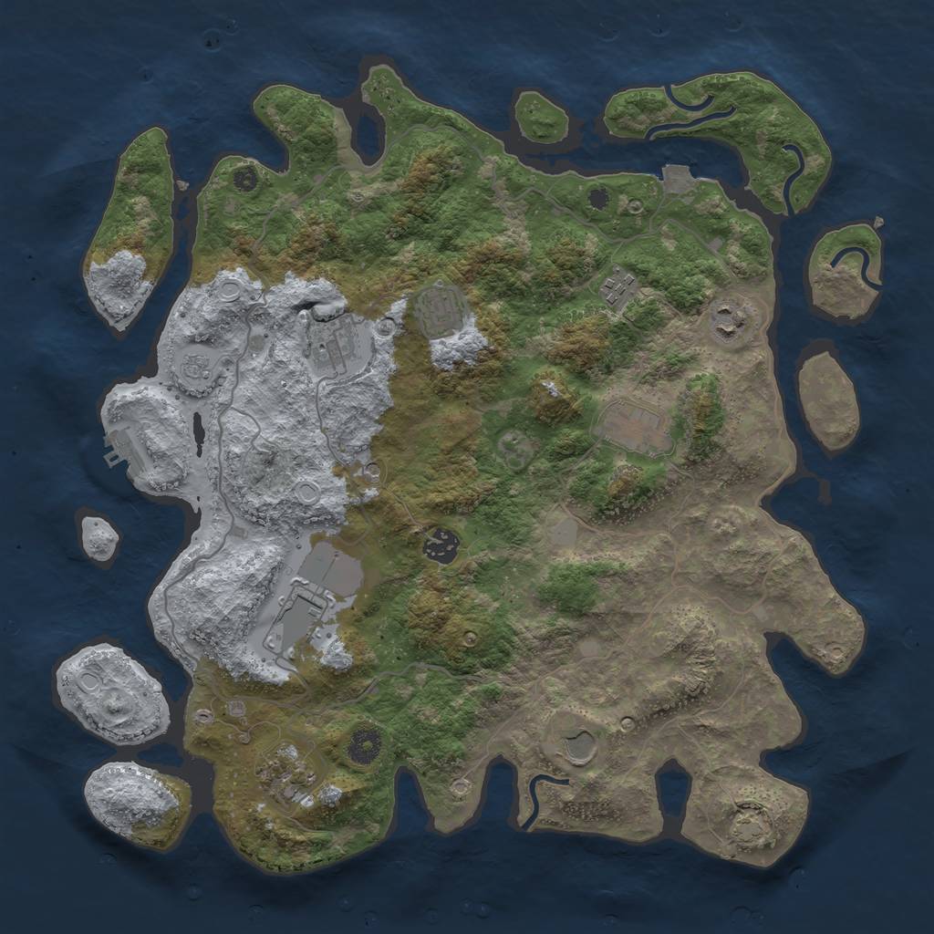Rust Map: Procedural Map, Size: 4001, Seed: 12345, 16 Monuments