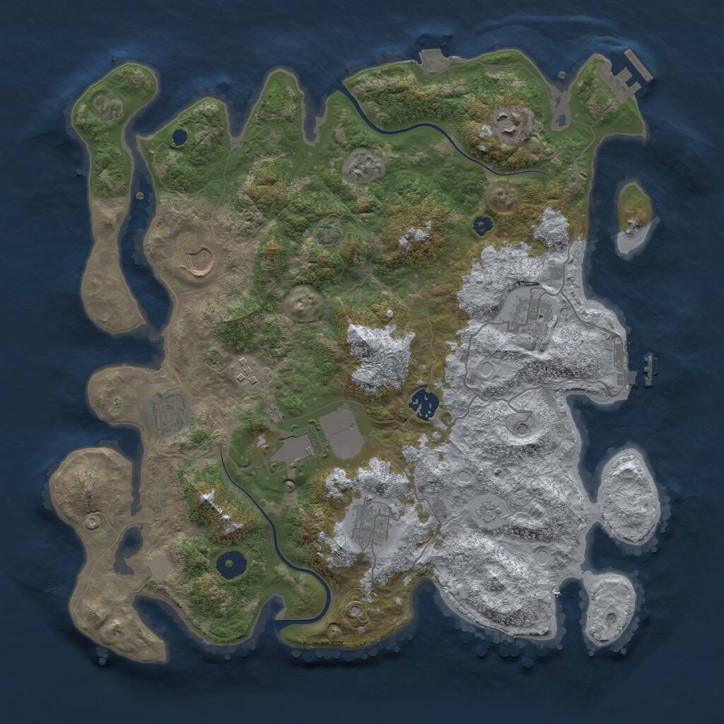 Rust Map: Procedural Map, Size: 3800, Seed: 1325344363, 14 Monuments