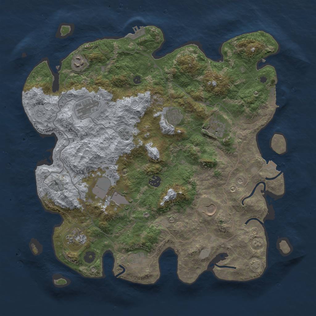 Rust Map: Procedural Map, Size: 4000, Seed: 1673782460, 18 Monuments