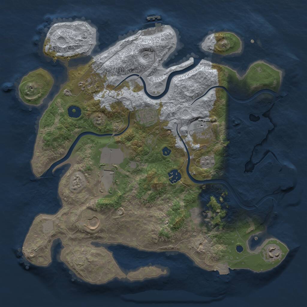 Rust Map: Procedural Map, Size: 3500, Seed: 1418759450, 14 Monuments