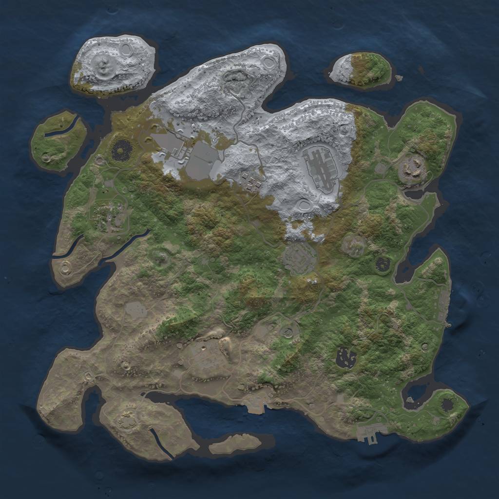 Rust Map: Procedural Map, Size: 3500, Seed: 1418759450, 15 Monuments