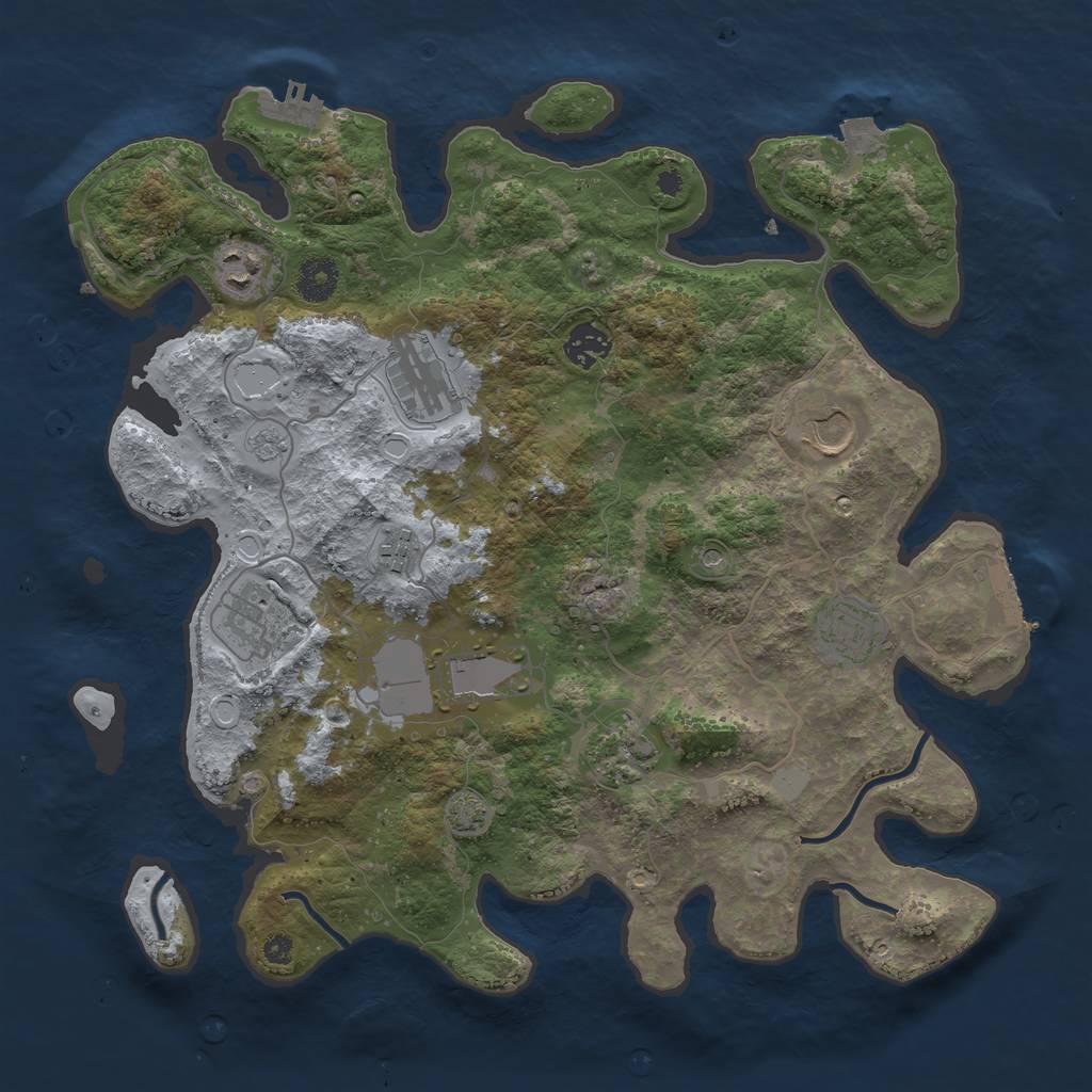 Rust Map: Procedural Map, Size: 3700, Seed: 799215051, 17 Monuments