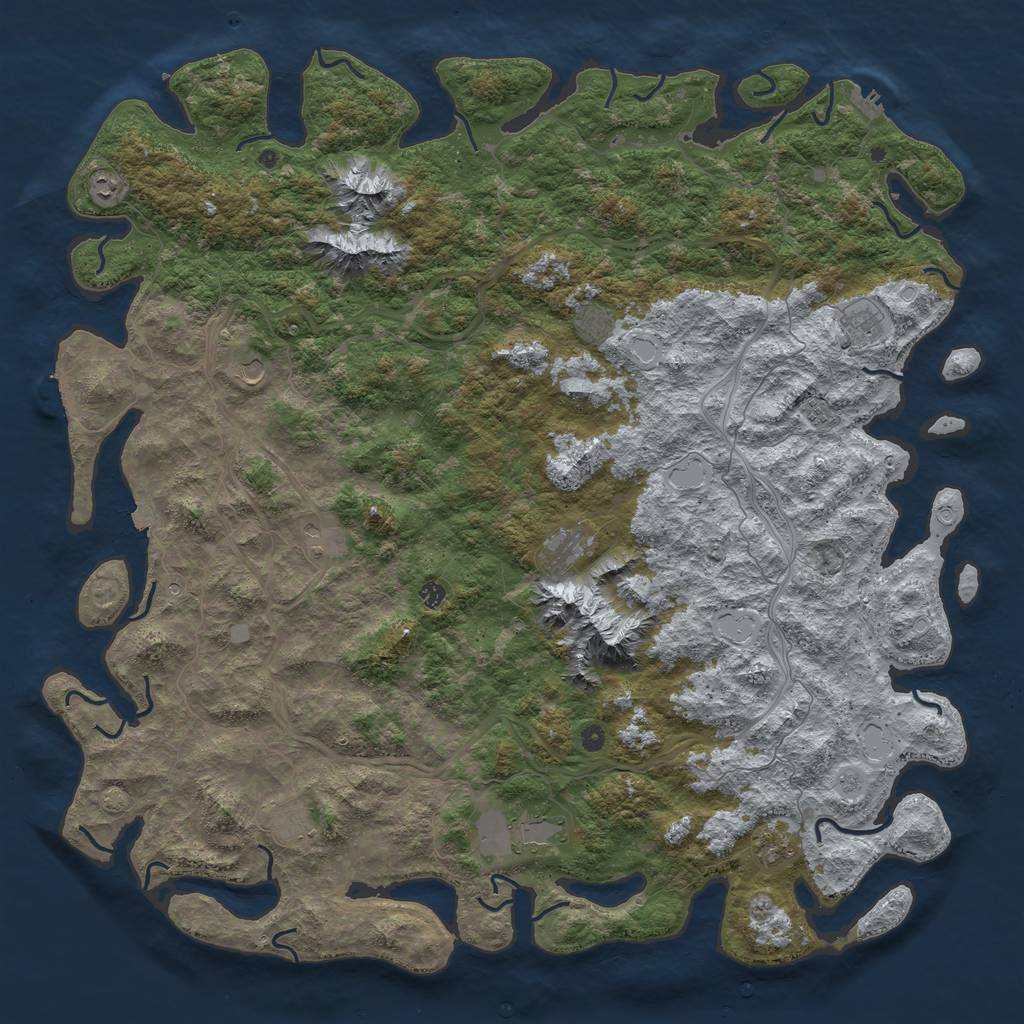 Rust Map: Procedural Map, Size: 6000, Seed: 599817021, 19 Monuments