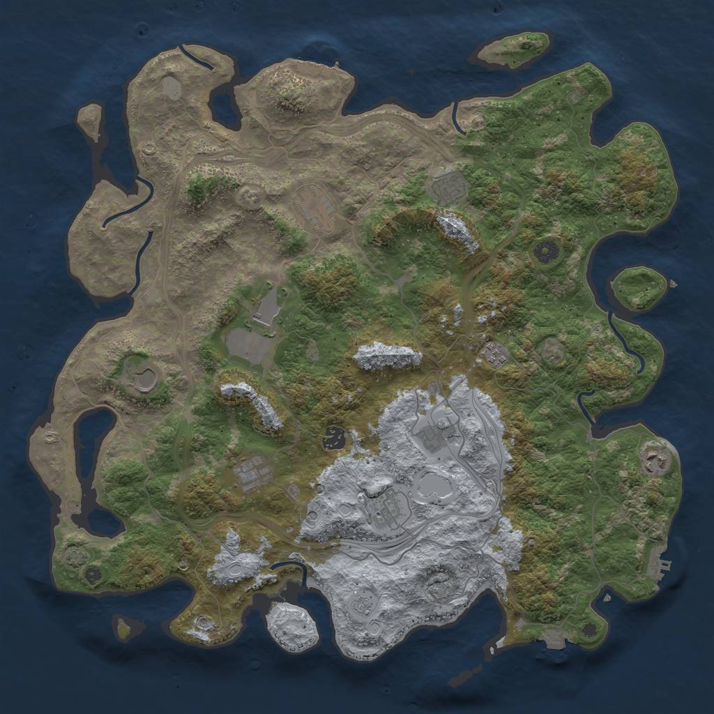Rust Map: Procedural Map, Size: 4500, Seed: 1703141544, 18 Monuments