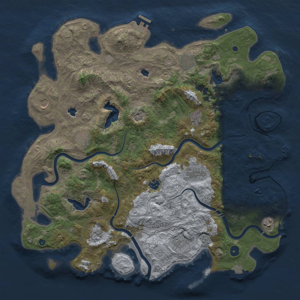 Rust Map: Procedural Map, Size: 4500, Seed: 1703141544, 16 Monuments