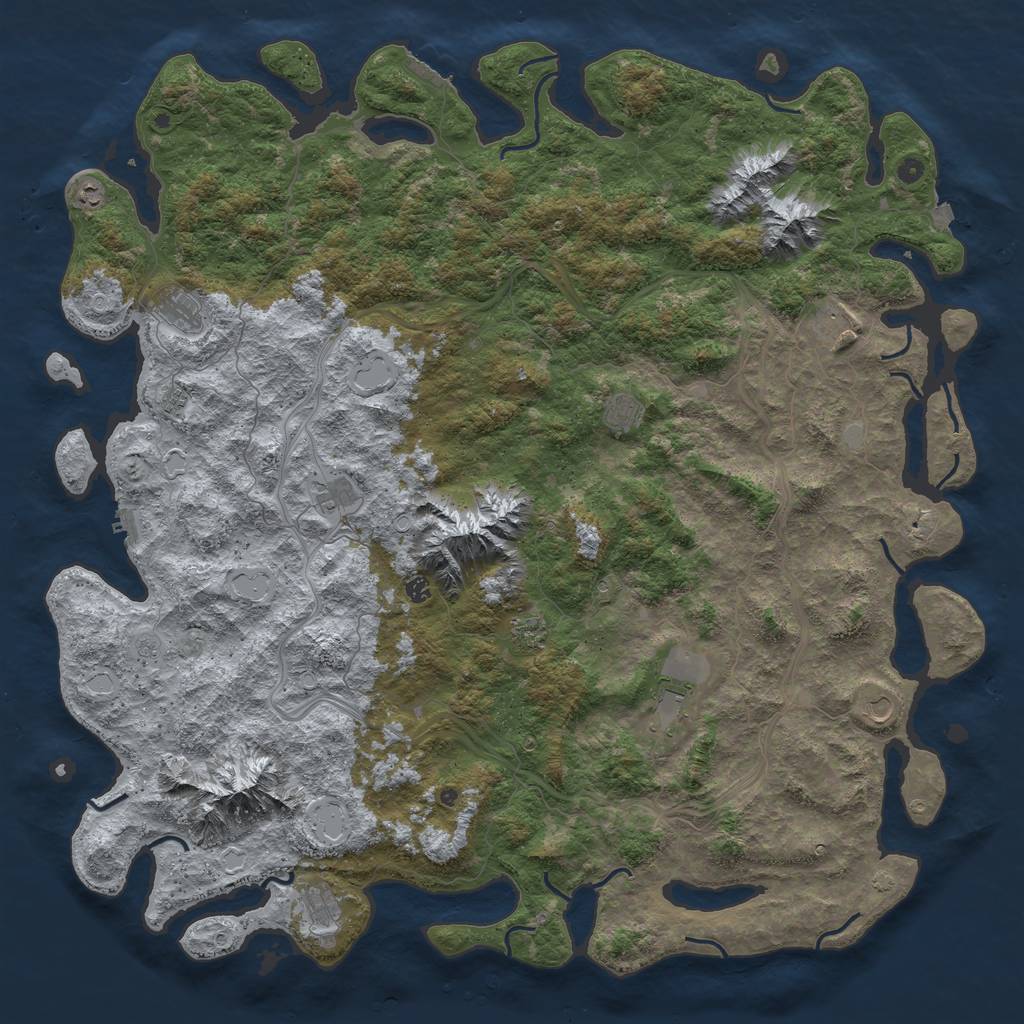 Rust Map: Procedural Map, Size: 6000, Seed: 1230512475, 19 Monuments