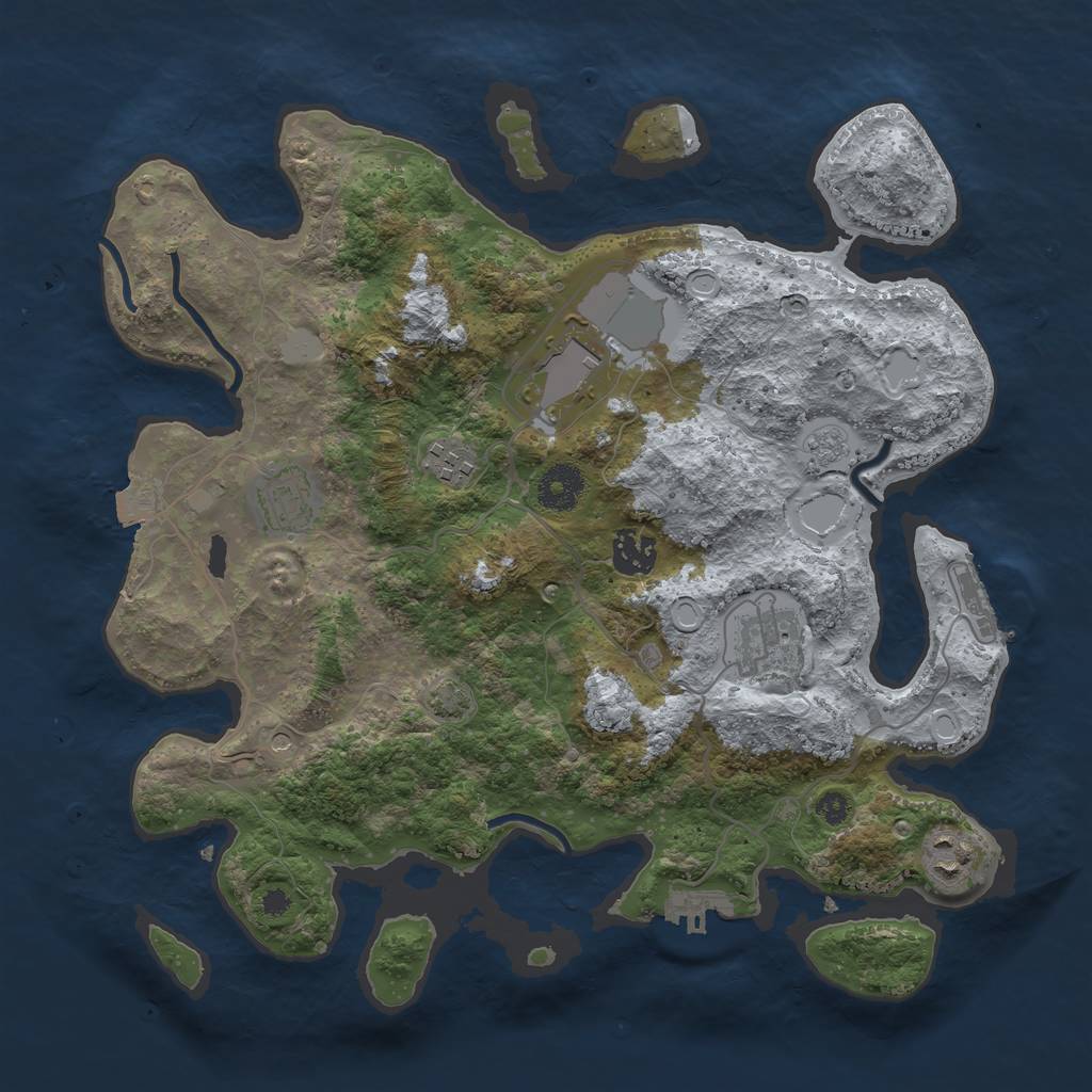 Rust Map: Procedural Map, Size: 3500, Seed: 47460388, 14 Monuments