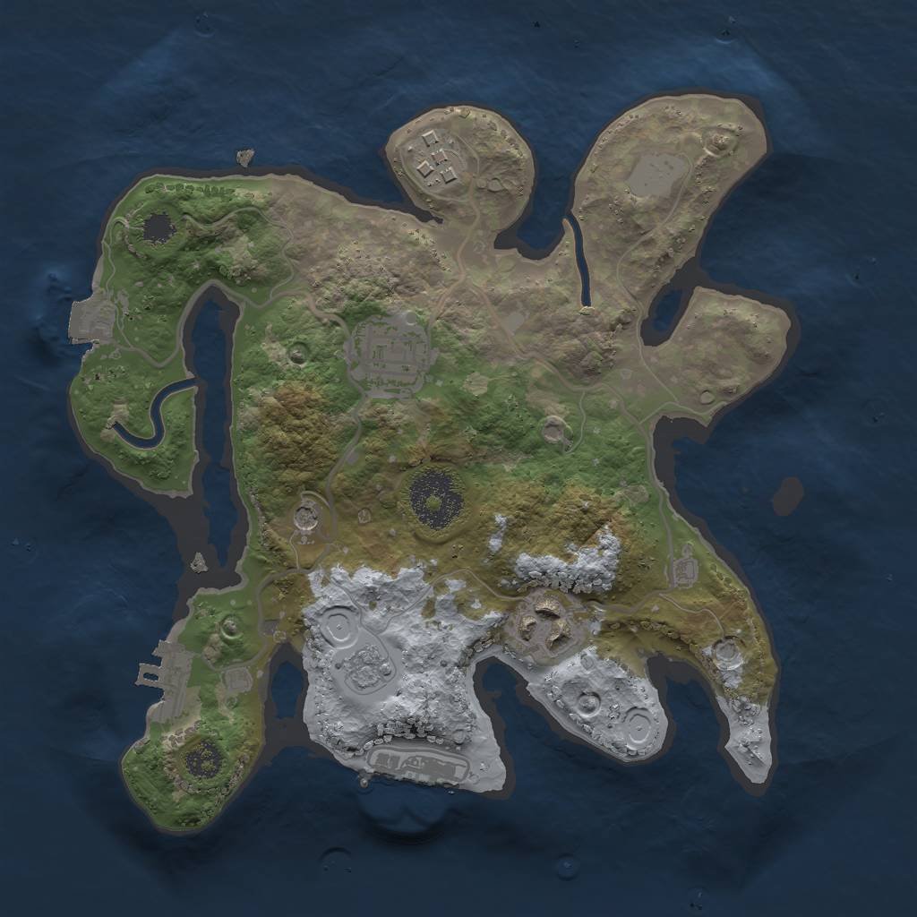 Rust Map: Procedural Map, Size: 2500, Seed: 1468921995, 10 Monuments