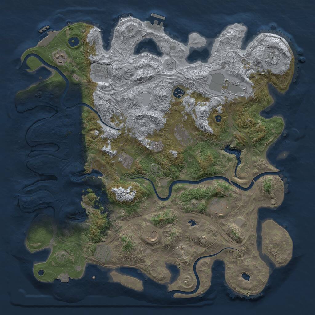 Rust Map: Procedural Map, Size: 4500, Seed: 1471562527, 17 Monuments