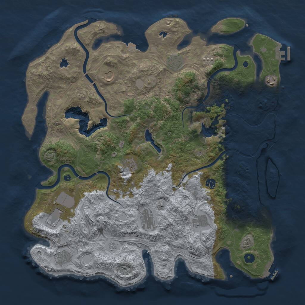 Rust Map: Procedural Map, Size: 4500, Seed: 457239077, 16 Monuments