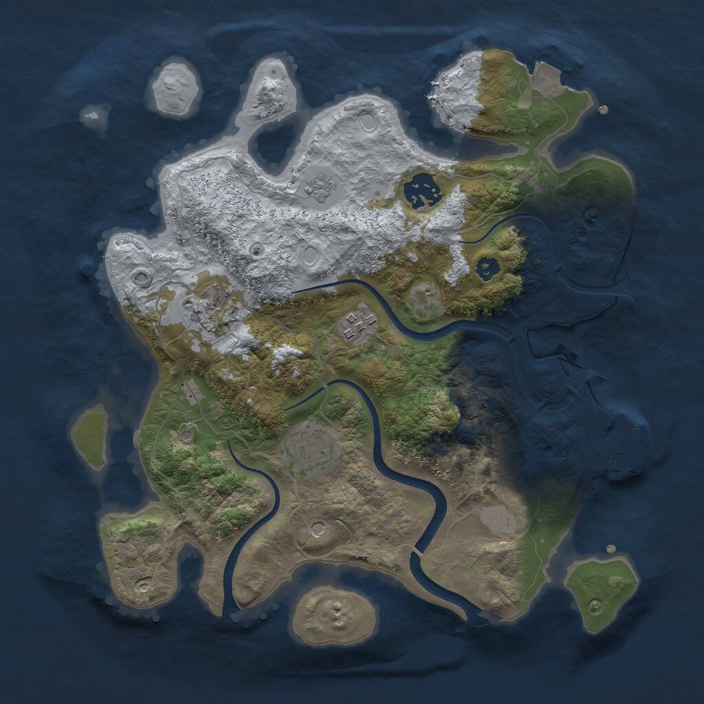 Rust Map: Procedural Map, Size: 3000, Seed: 2459533, 9 Monuments