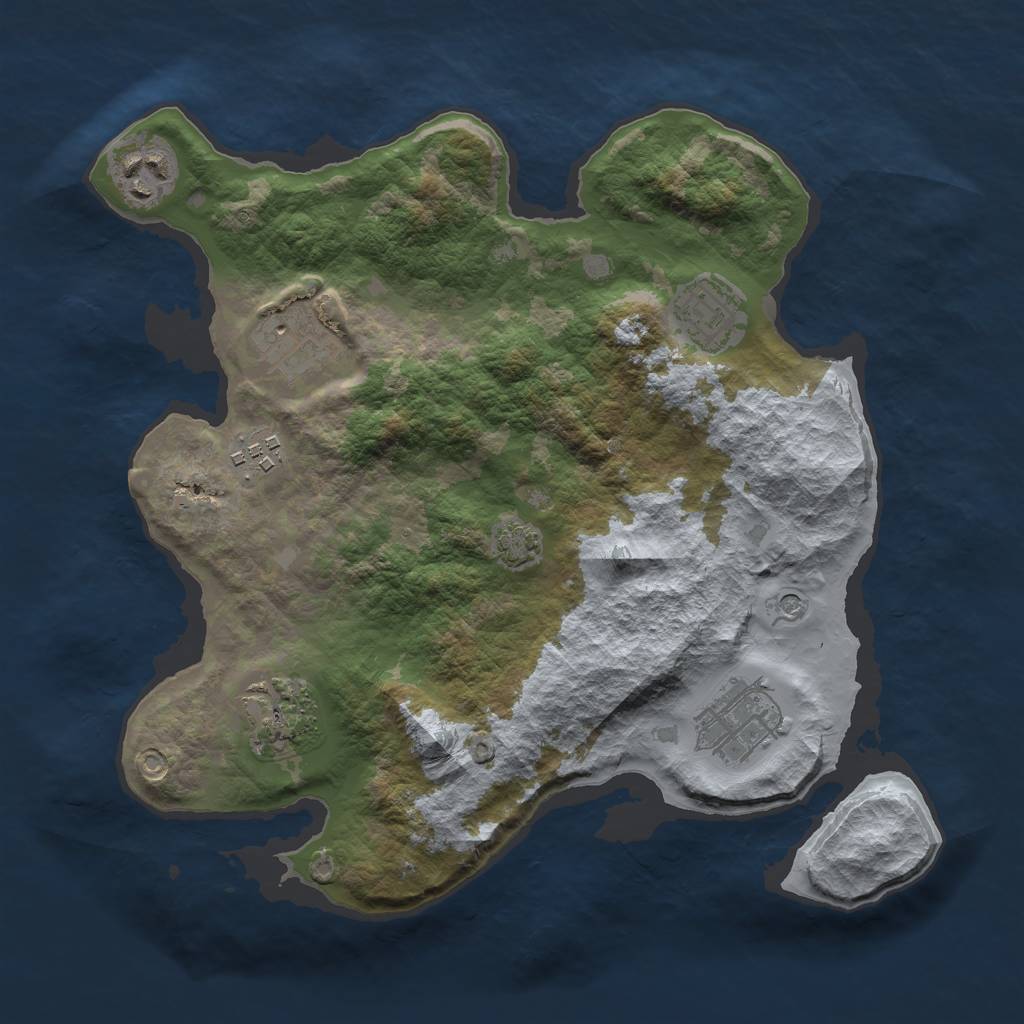 Rust Map: Barren, Size: 3000, Seed: 164754033, 10 Monuments