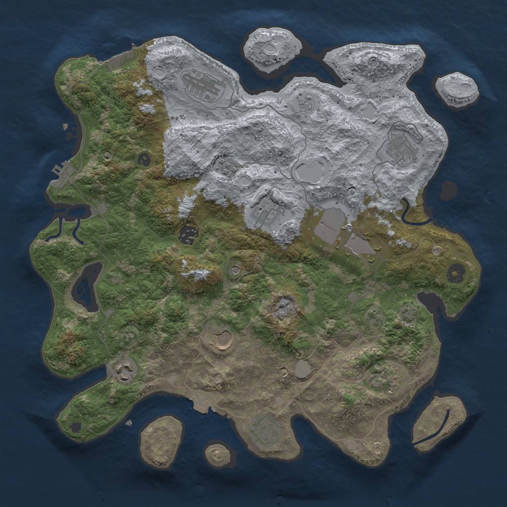 Rust Map: Procedural Map, Size: 3850, Seed: 96090931, 18 Monuments