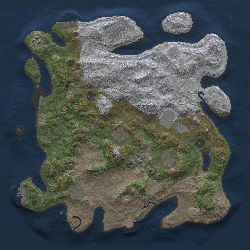 Rust Map: Procedural Map, Size: 3850, Seed: 82784629, 17 Monuments