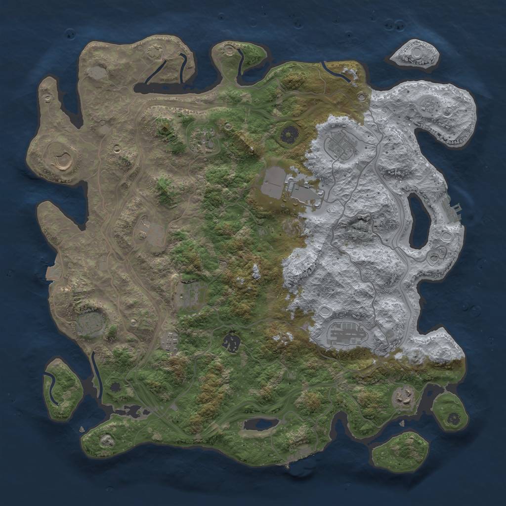 Rust Map: Procedural Map, Size: 4250, Seed: 1921047880, 19 Monuments