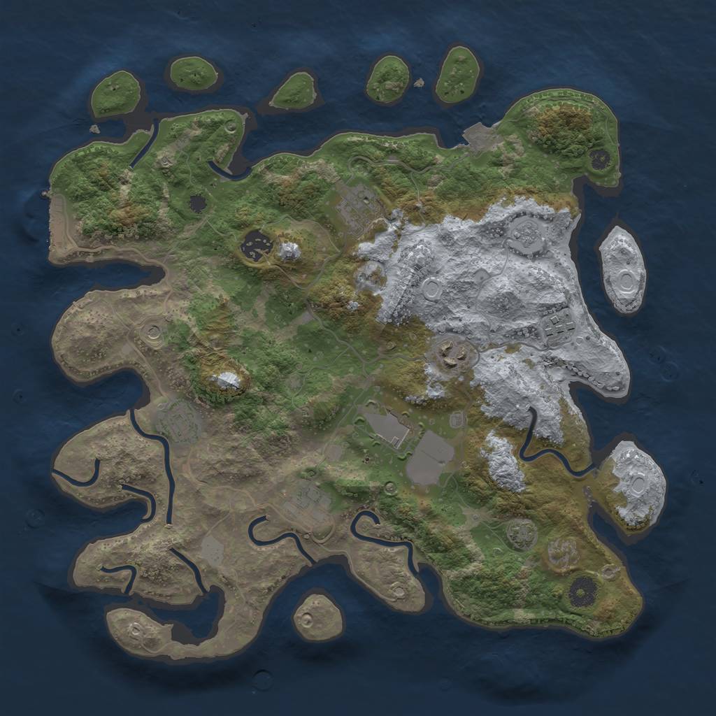 Rust Map: Procedural Map, Size: 3600, Seed: 1030578175, 14 Monuments