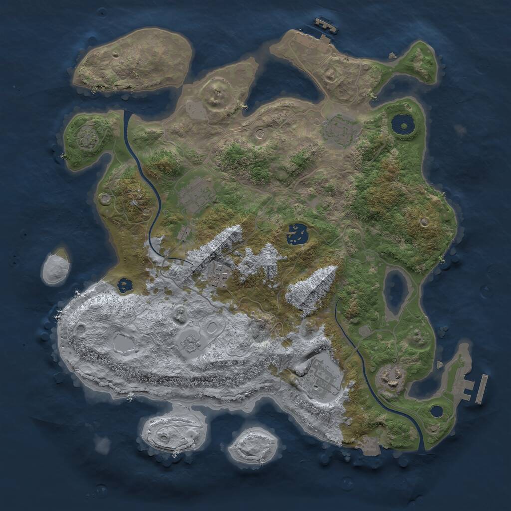 Rust Map: Procedural Map, Size: 3450, Seed: 54627813, 12 Monuments