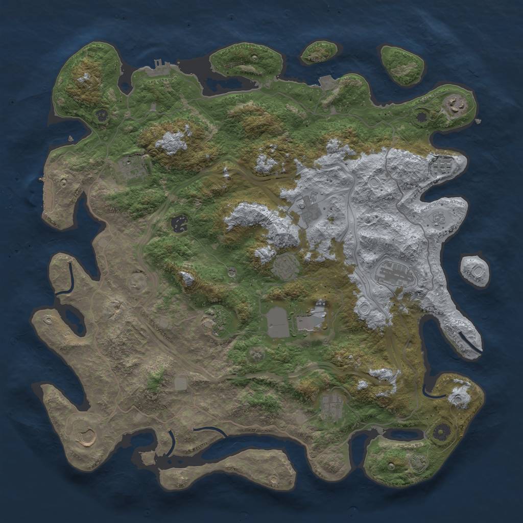 Rust Map: Procedural Map, Size: 4500, Seed: 335217645, 19 Monuments