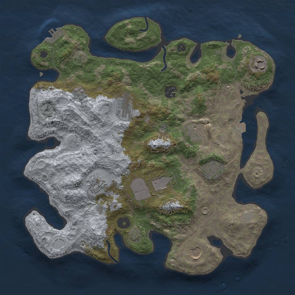 Rust Map: Procedural Map, Size: 3500, Seed: 1350798238, 16 Monuments