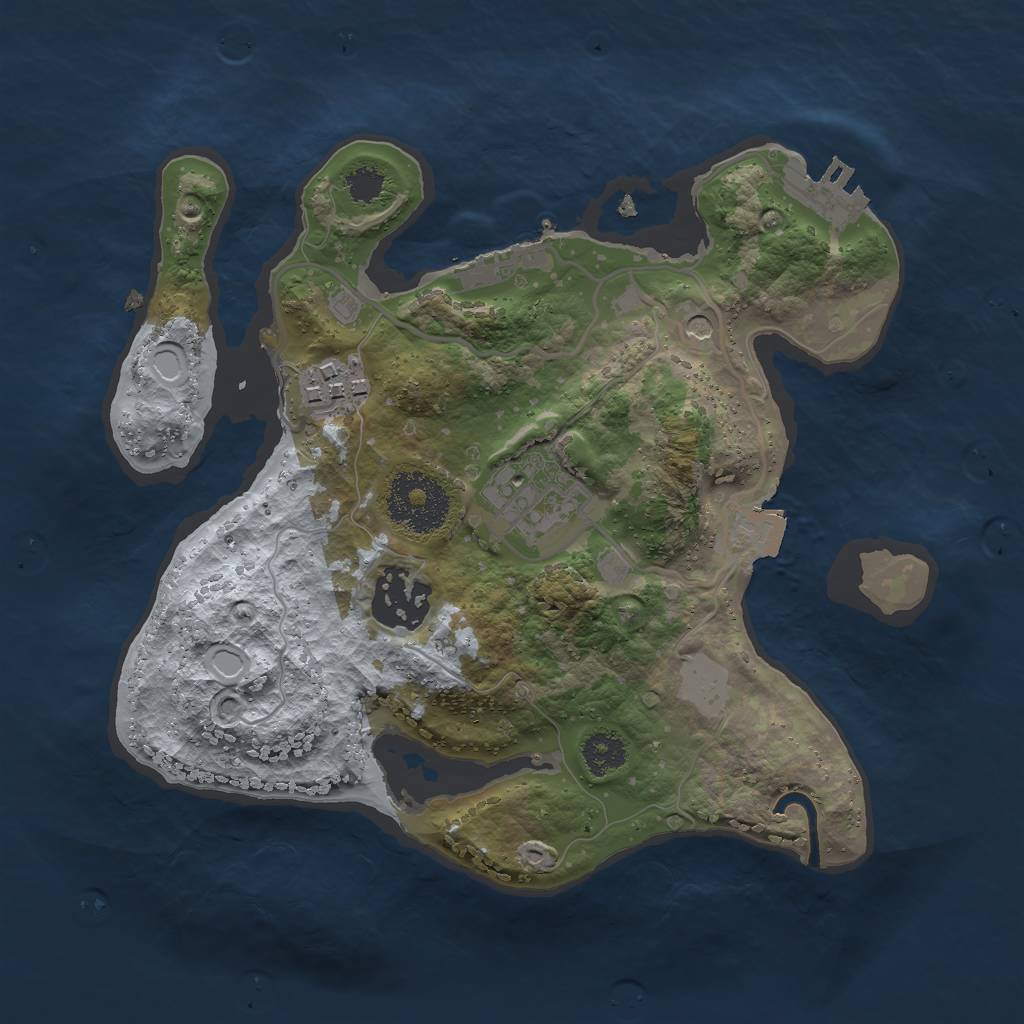 Rust Map: Procedural Map, Size: 2500, Seed: 88544, 9 Monuments