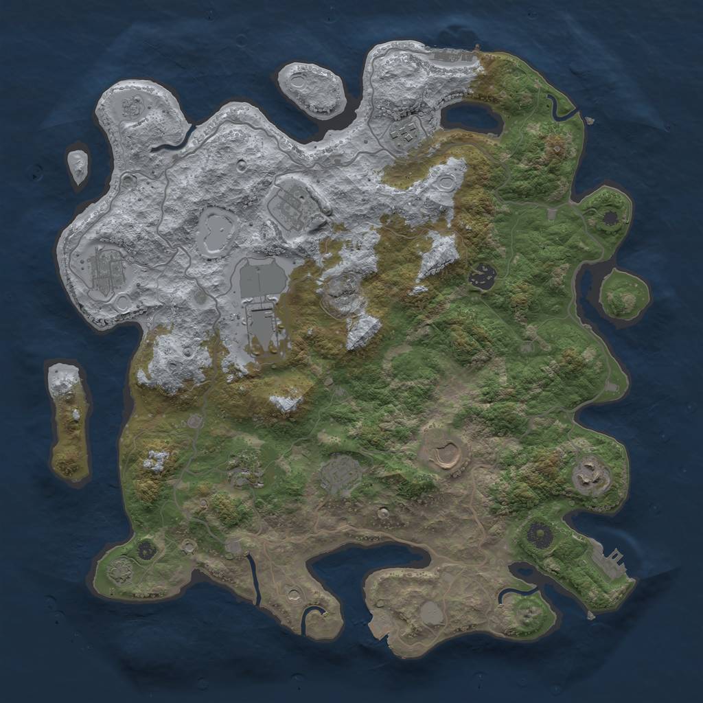 Rust Map: Procedural Map, Size: 4000, Seed: 662419, 17 Monuments