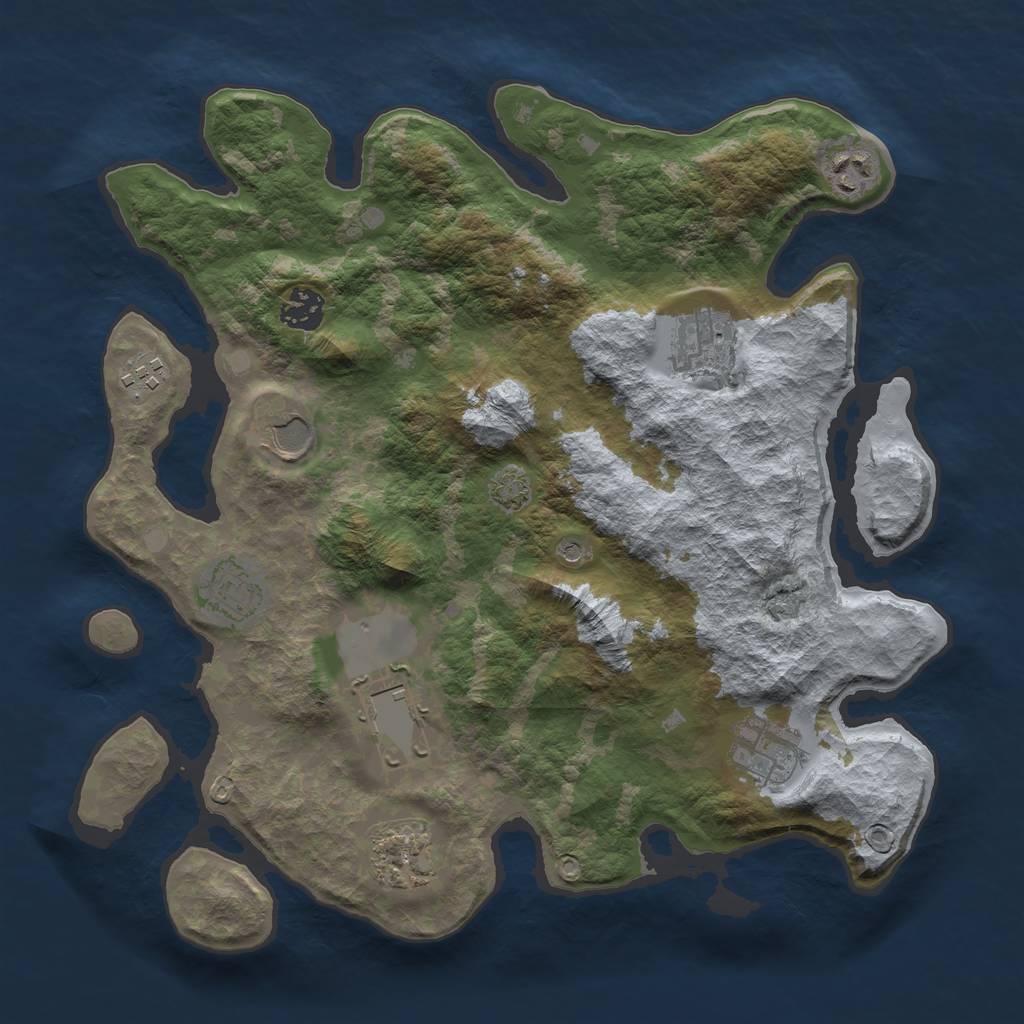 Rust Map: Barren, Size: 3500, Seed: 1330008461, 13 Monuments
