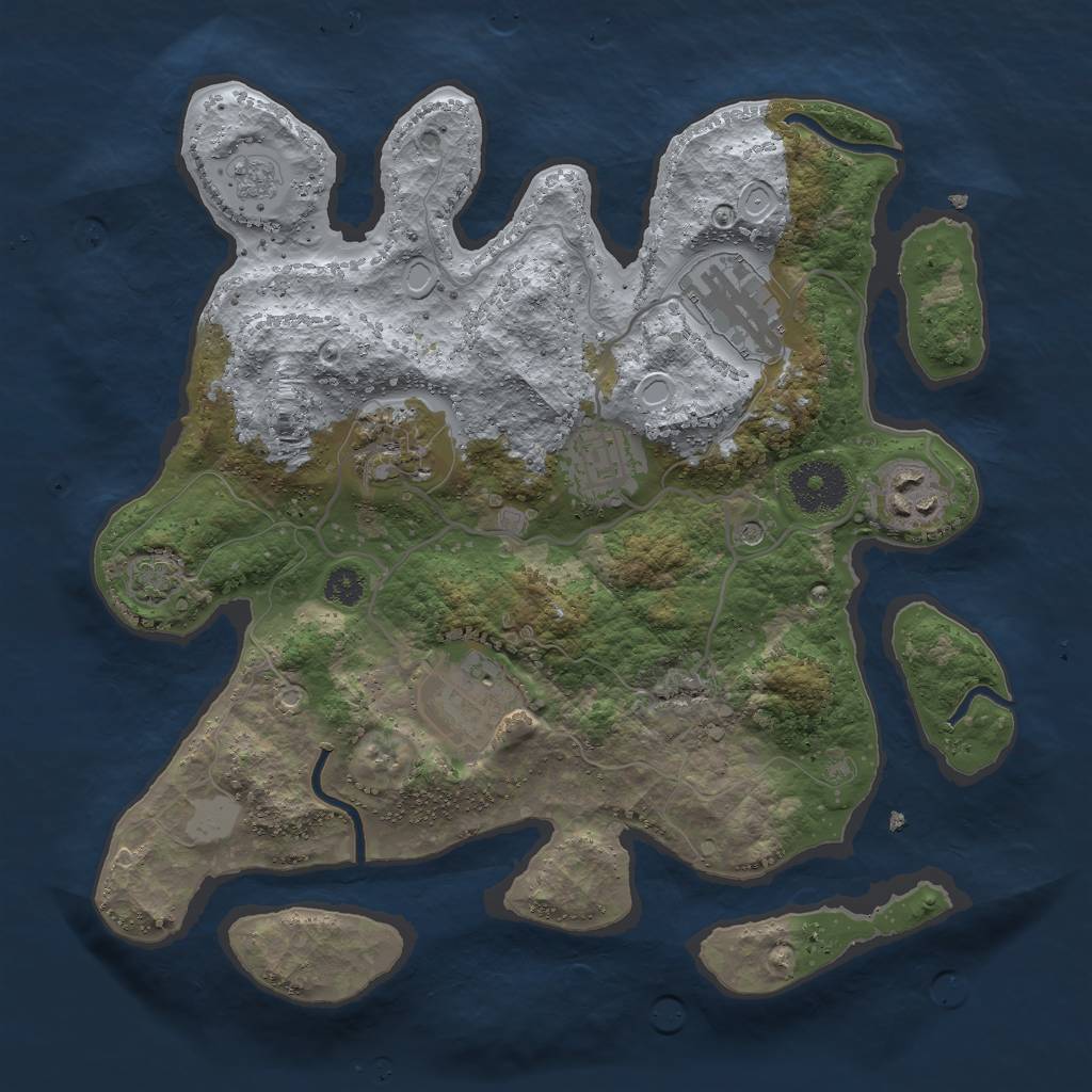 Rust Map: Procedural Map, Size: 3000, Seed: 1253362927, 11 Monuments