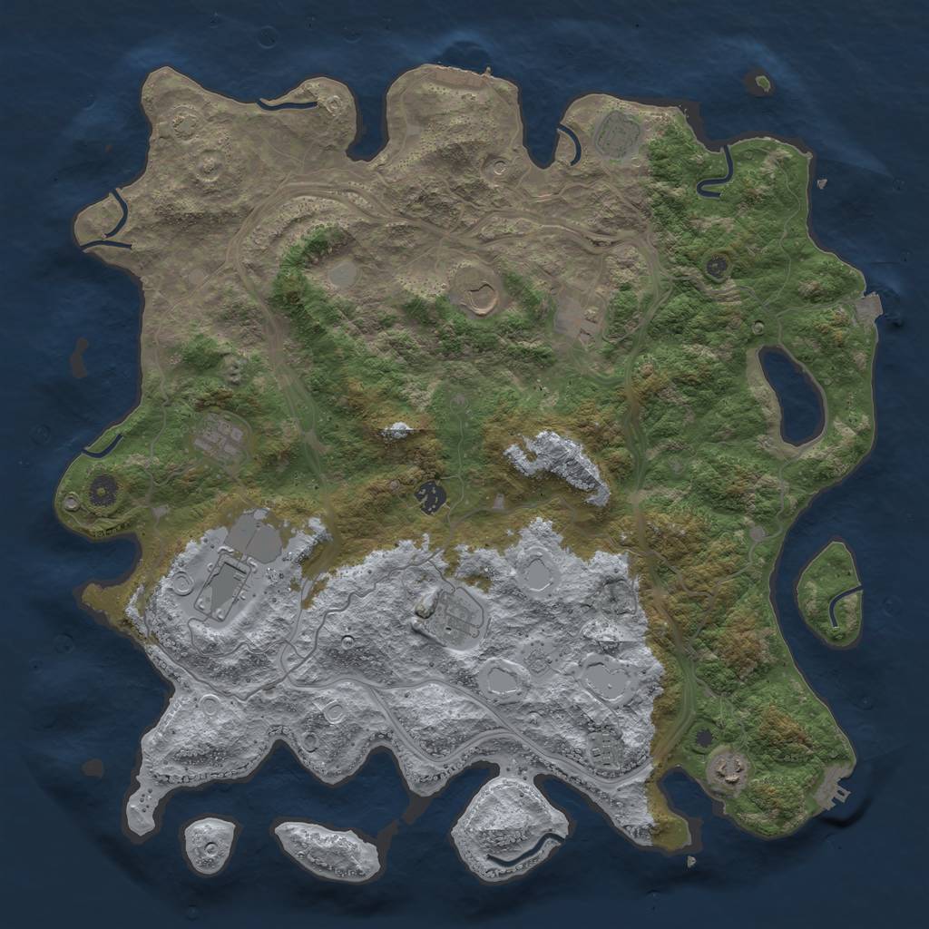 Rust Map: Procedural Map, Size: 4500, Seed: 388164640, 17 Monuments