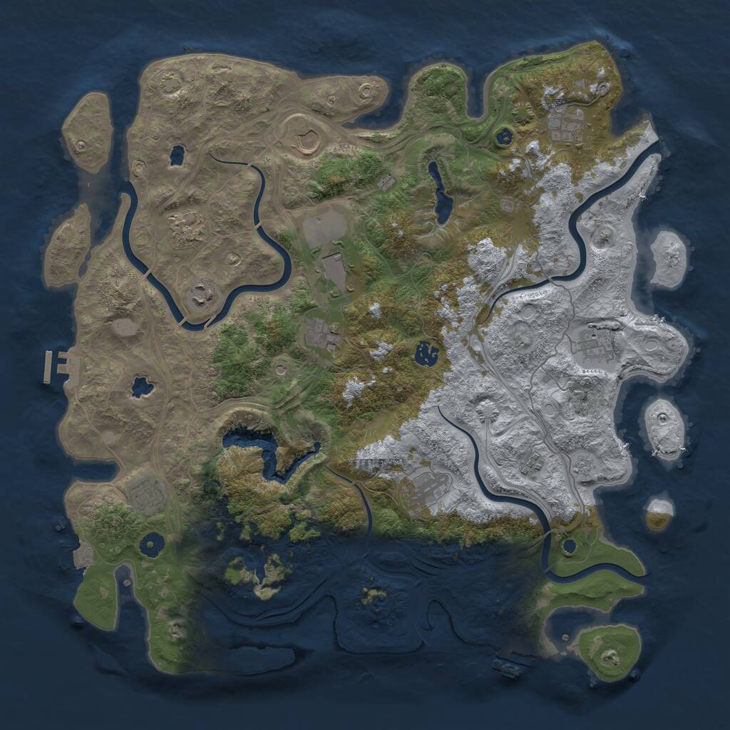 Rust Map: Procedural Map, Size: 4500, Seed: 675504626, 17 Monuments