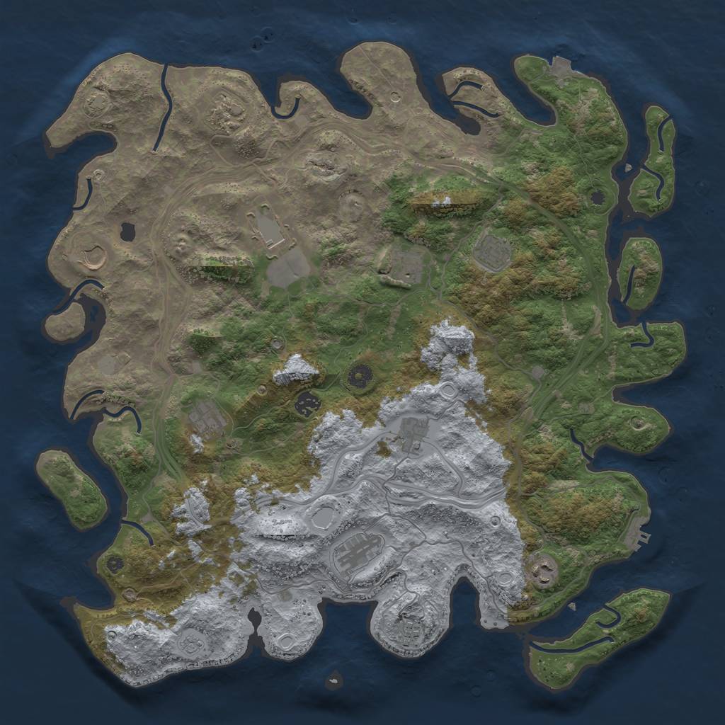 Rust Map: Procedural Map, Size: 4500, Seed: 271544302, 18 Monuments
