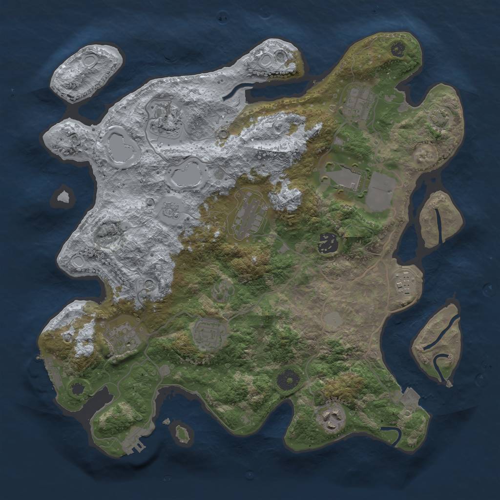 Rust Map: Procedural Map, Size: 3500, Seed: 573003858, 17 Monuments