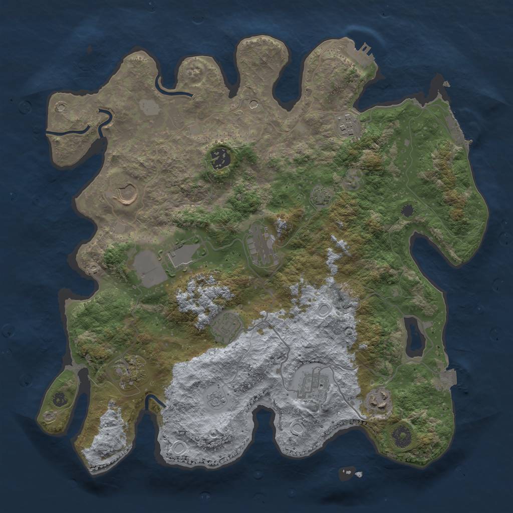 Rust Map: Procedural Map, Size: 3700, Seed: 61451192, 17 Monuments