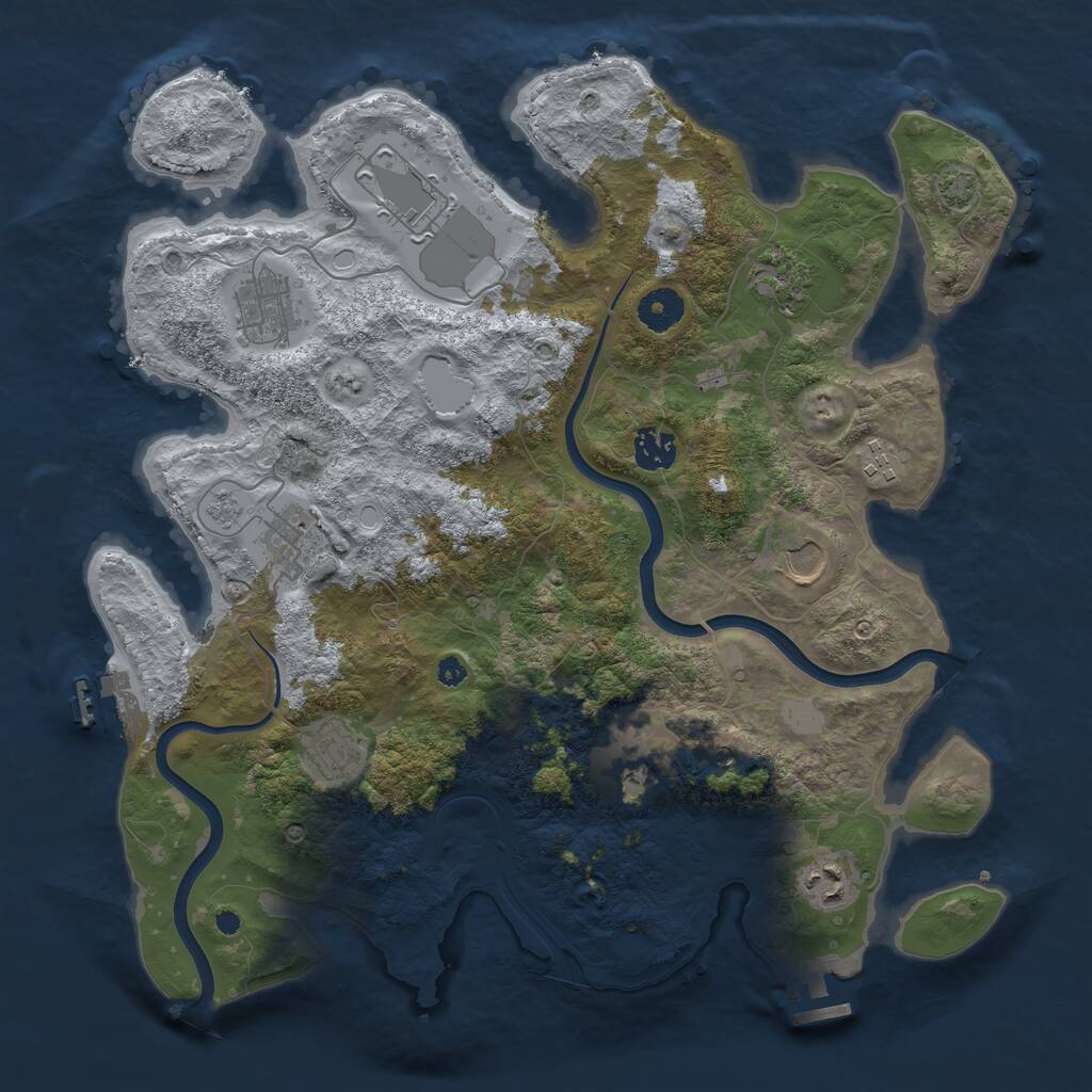 Rust Map: Procedural Map, Size: 3750, Seed: 1104835371, 16 Monuments
