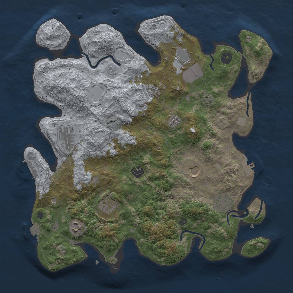 Rust Map: Procedural Map, Size: 3750, Seed: 1104835371, 17 Monuments