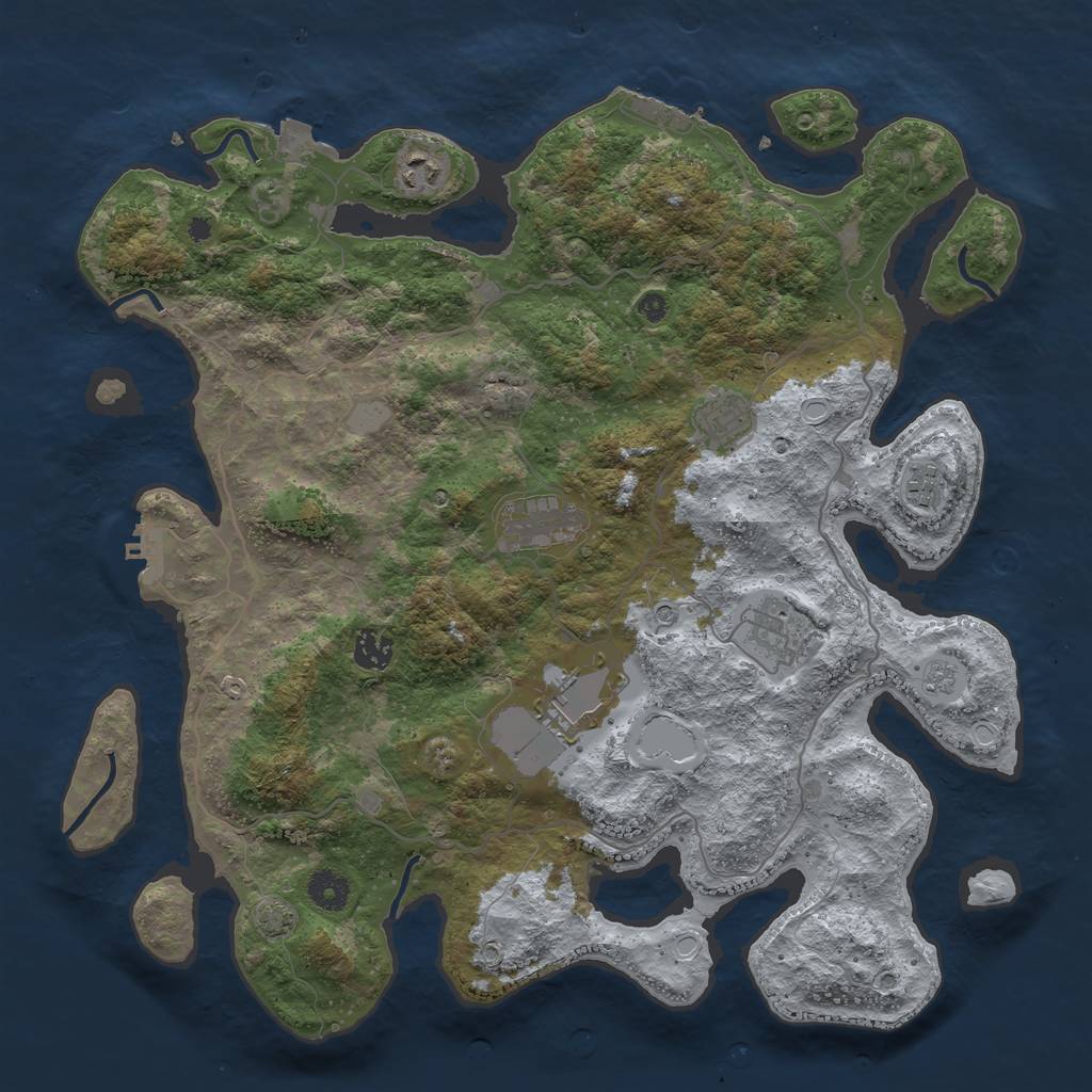 Rust Map: Procedural Map, Size: 4000, Seed: 2111909608, 15 Monuments