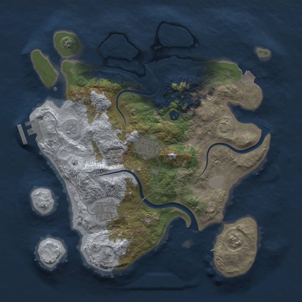 Rust Map: Procedural Map, Size: 3000, Seed: 1233136727, 8 Monuments