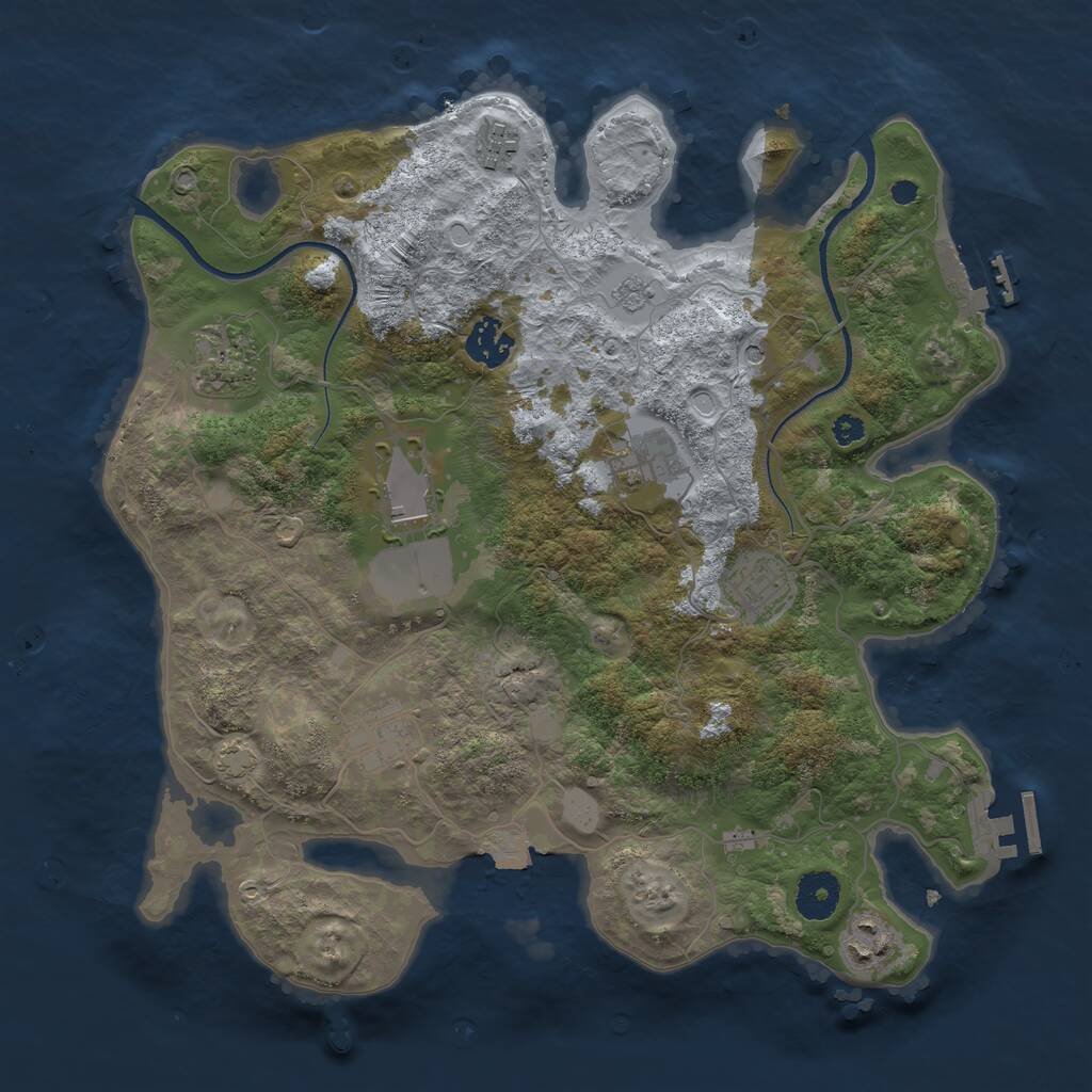 Rust Map: Procedural Map, Size: 3500, Seed: 1759968230, 14 Monuments