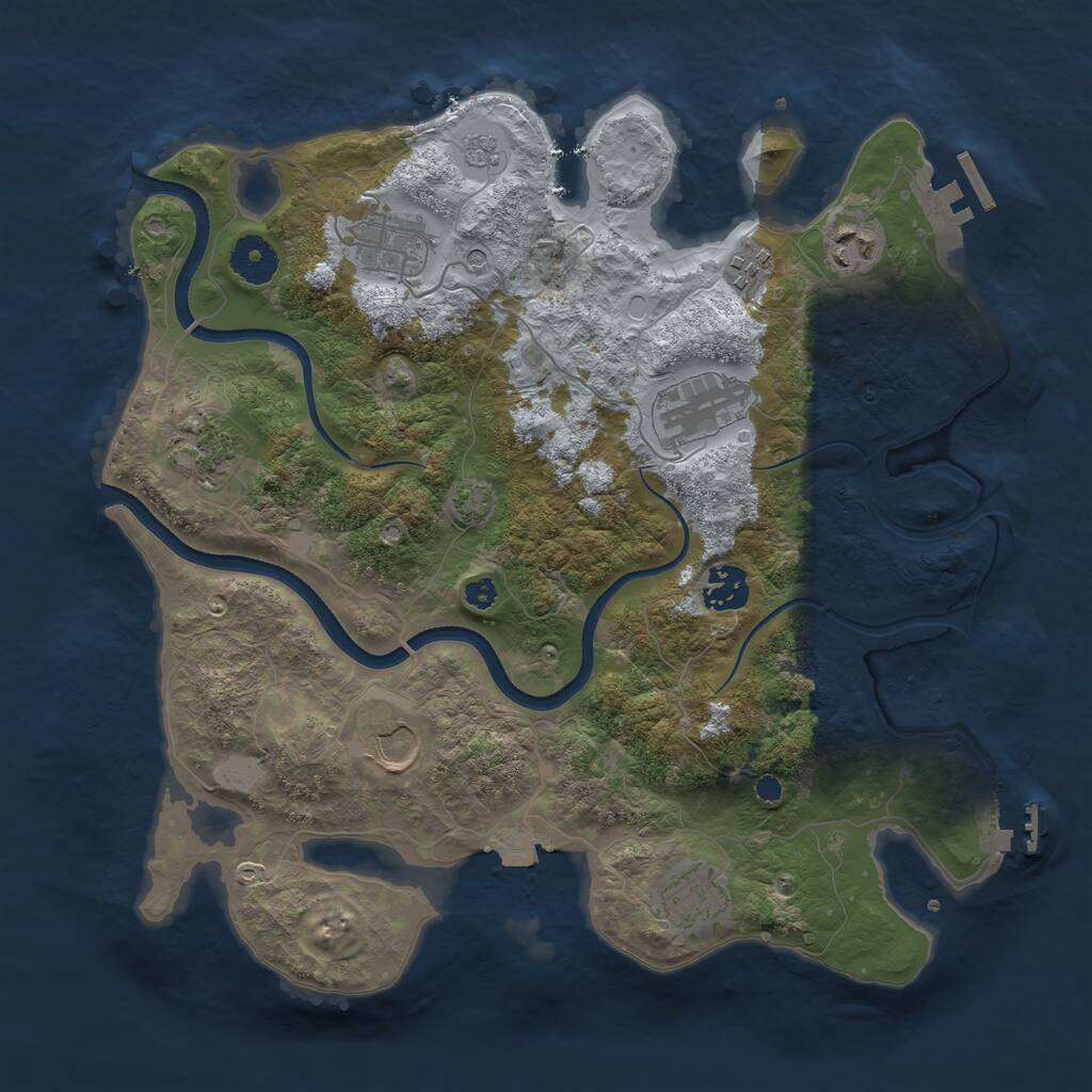 Rust Map: Procedural Map, Size: 3500, Seed: 1759968230, 14 Monuments