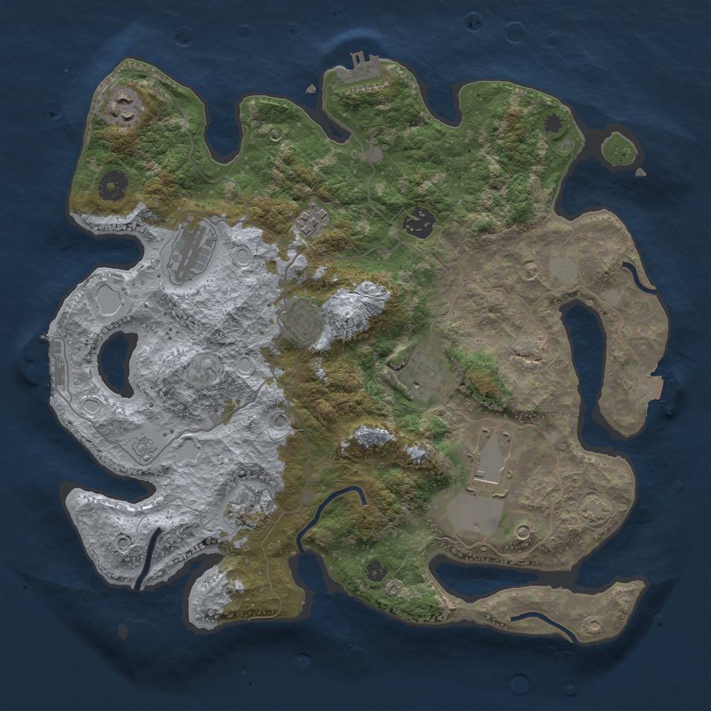 Rust Map: Procedural Map, Size: 3500, Seed: 1112839103, 16 Monuments