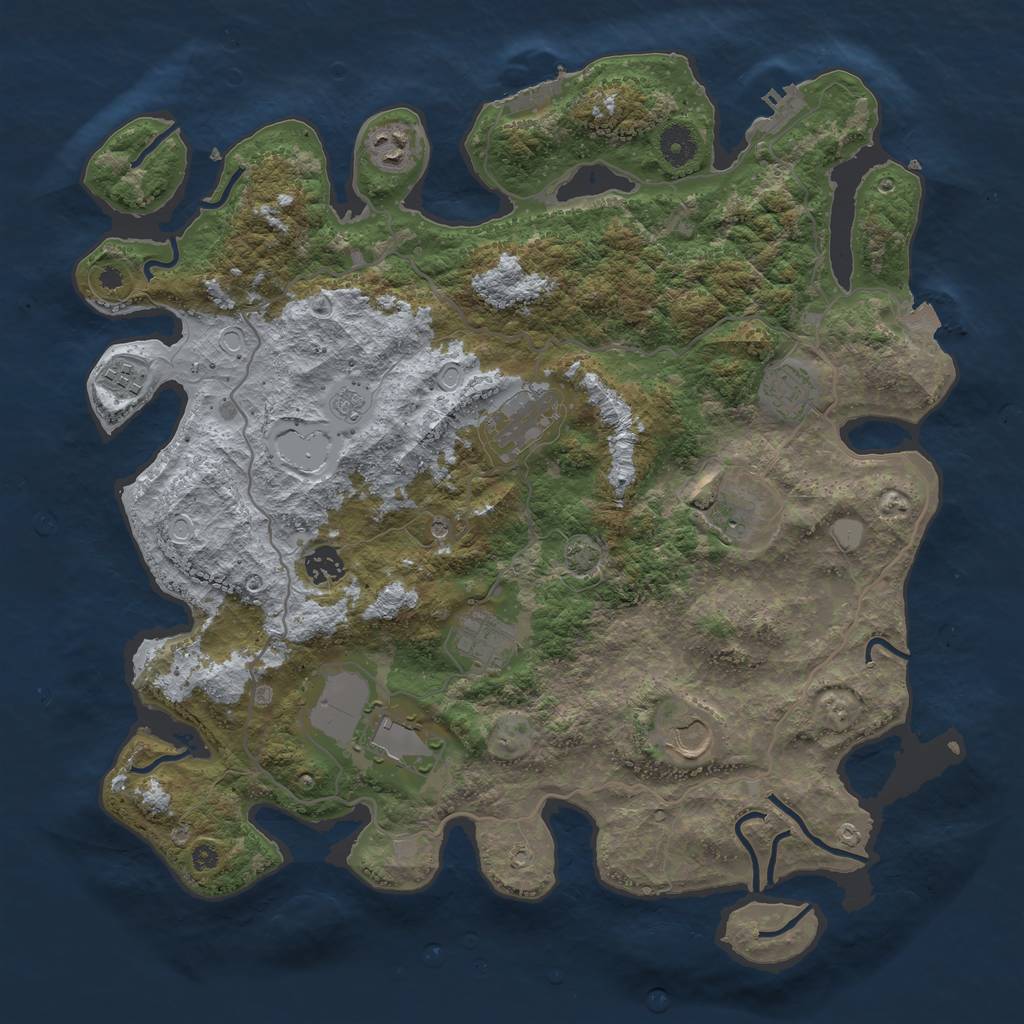 Rust Map: Procedural Map, Size: 4000, Seed: 521952234, 17 Monuments