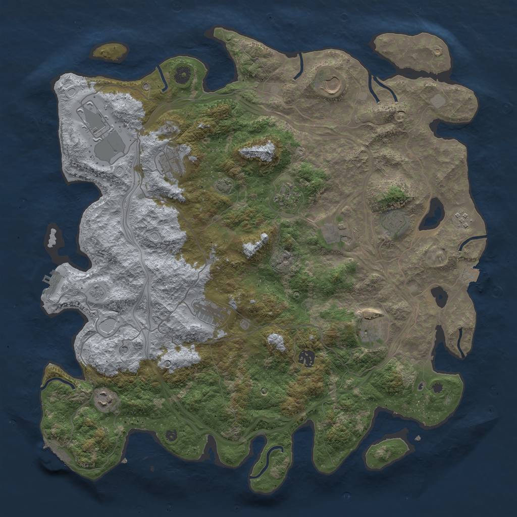 Rust Map: Procedural Map, Size: 4500, Seed: 2868527, 19 Monuments