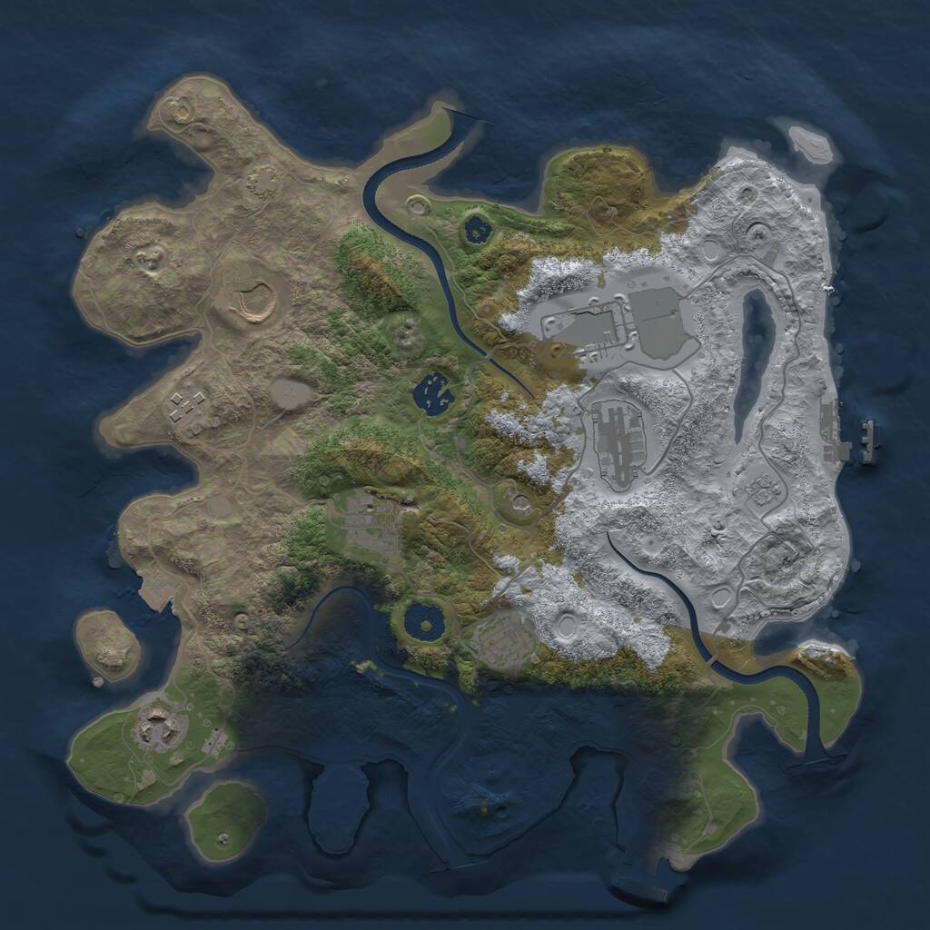 Rust Map: Procedural Map, Size: 3500, Seed: 103321, 14 Monuments