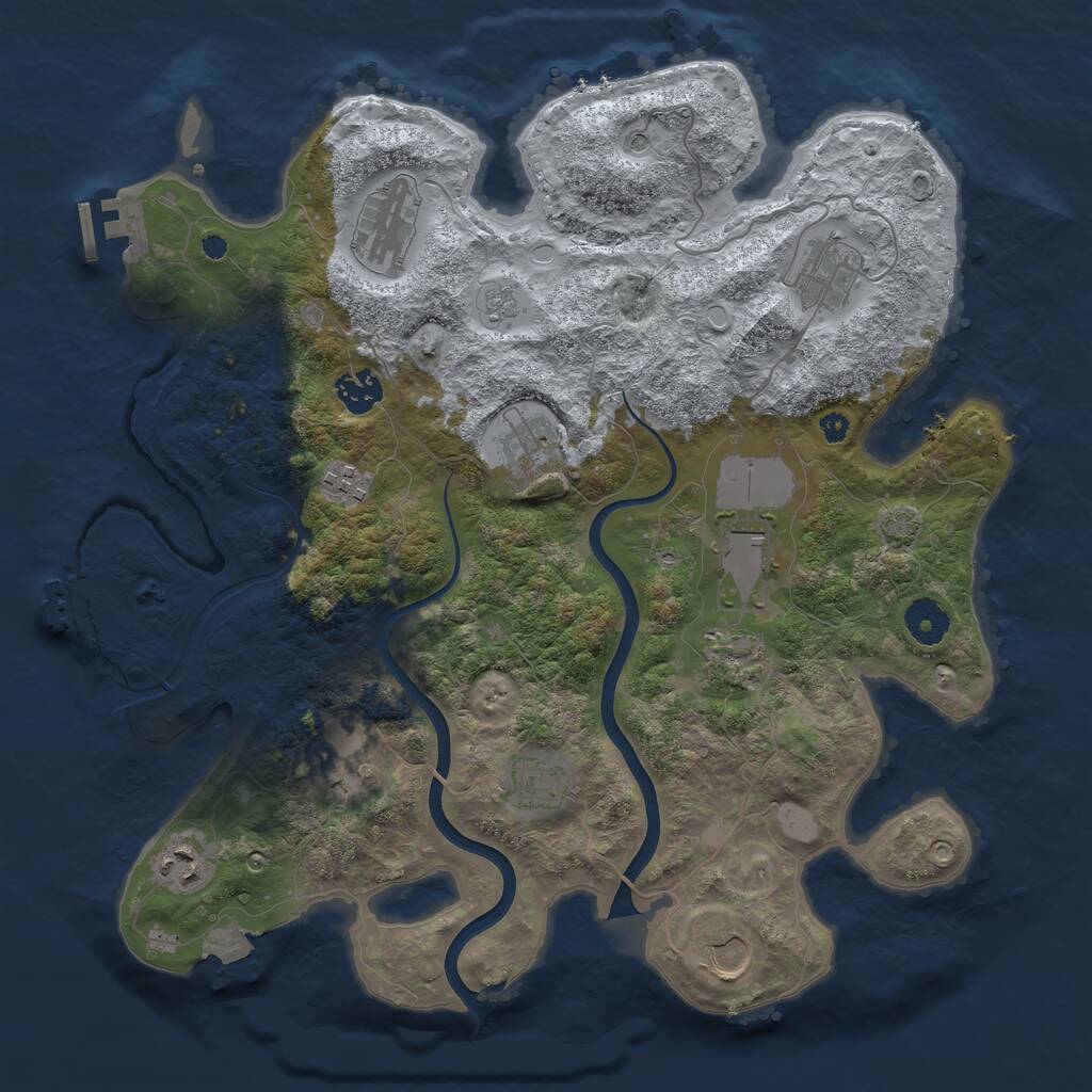 Rust Map: Procedural Map, Size: 3700, Seed: 42131234, 17 Monuments